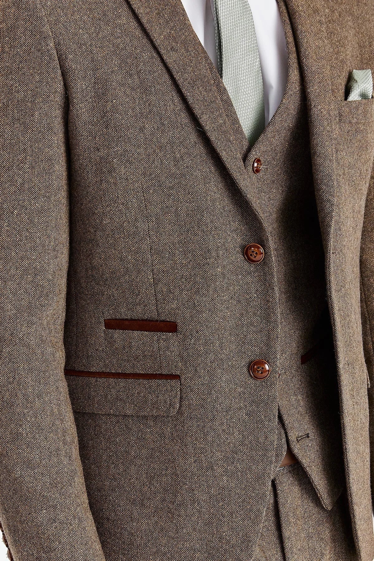 Oscar - Blazer masculino em tweed marrom com mistura de lã