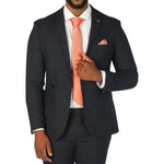 Oscar - Blazer masculino em tweed azul marinho com mistura de lã