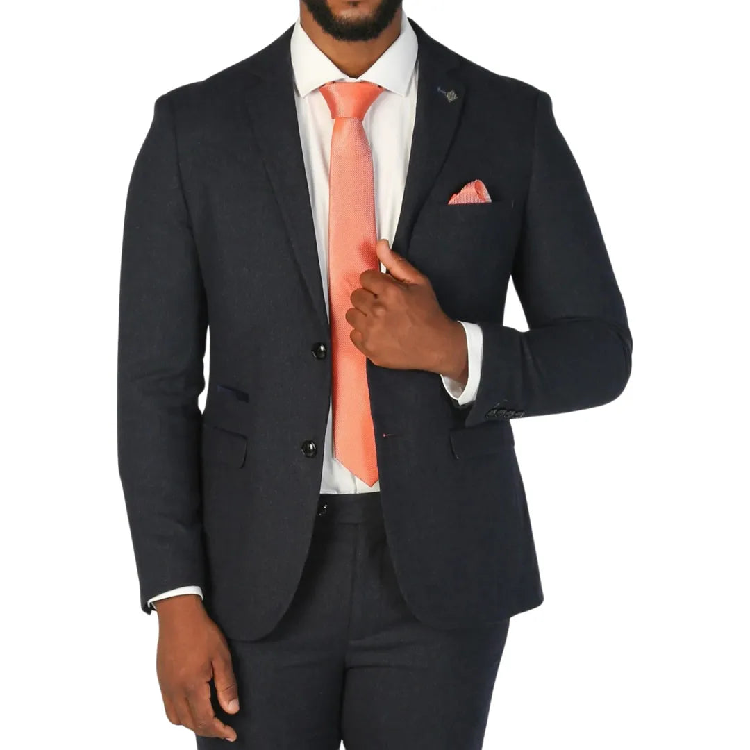 Oscar - Blazer masculino em tweed azul marinho com mistura de lã
