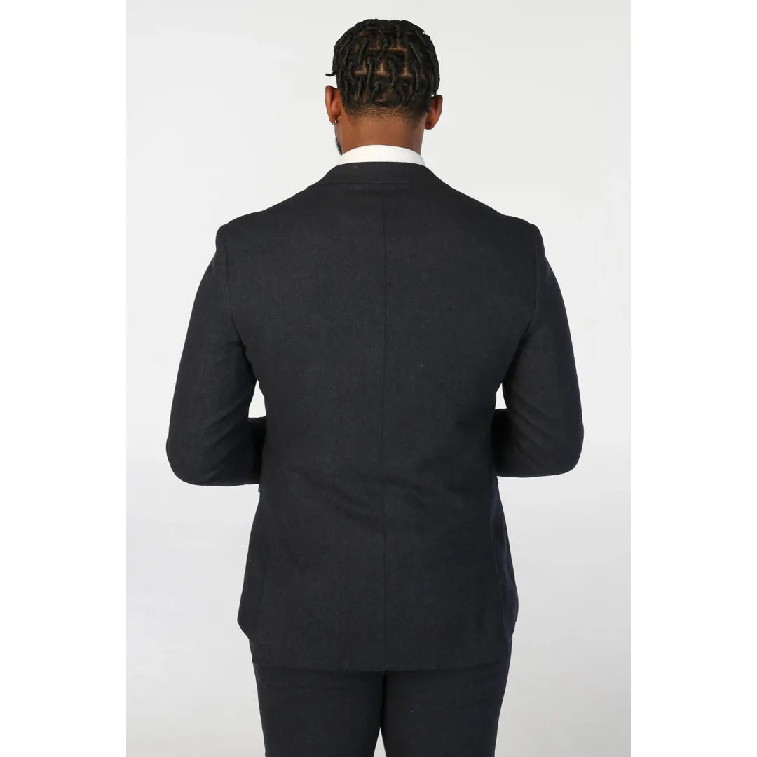Oscar - Blazer masculino em tweed azul marinho com mistura de lã