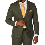Oscar - Blazer masculino em tweed de lã verde-oliva