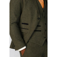 Oscar - Blazer masculino em tweed de lã verde-oliva