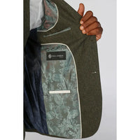 Oscar - Blazer masculino em tweed de lã verde-oliva