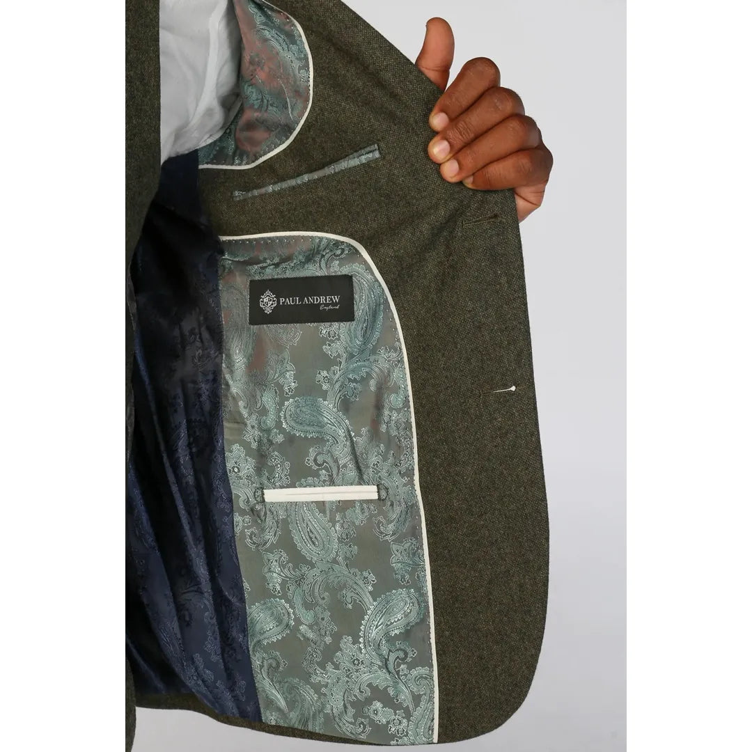 Oscar - Blazer masculino em tweed de lã verde-oliva