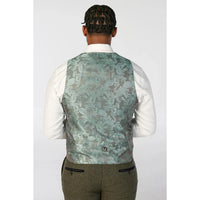 Oscar - Terno masculino de 3 peças em tweed verde-oliva com mistura de lã