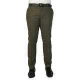 Oscar - Calças masculinas em tweed verde-oliva com mistura de lã