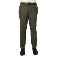 Oscar - Calças masculinas em tweed verde-oliva com mistura de lã