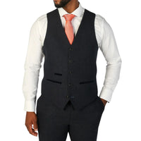 Oscar - Colete masculino em tweed azul marinho com mistura de lã