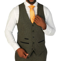 Oscar - Colete masculino em tweed de lã verde-oliva