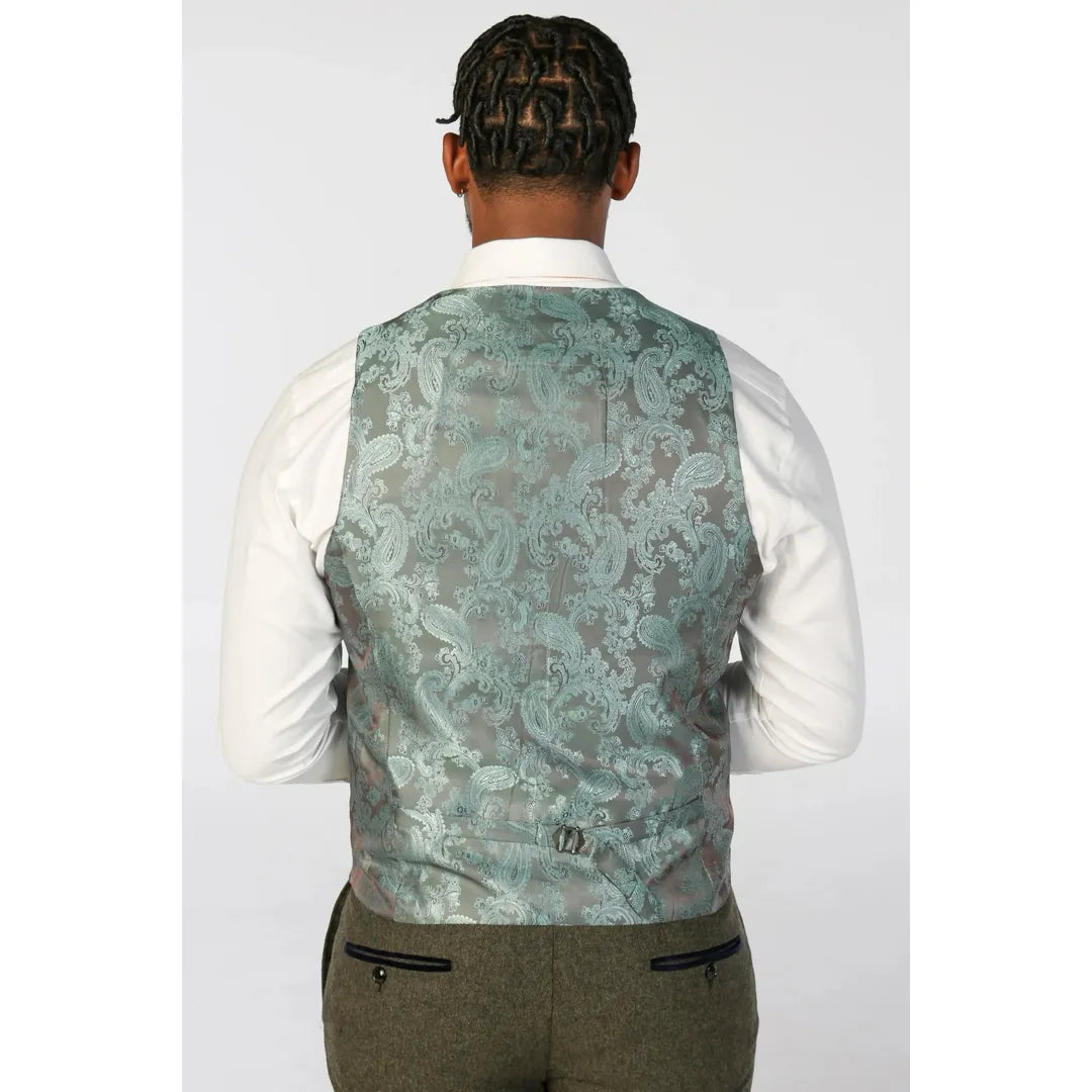 Oscar - Colete masculino em tweed de lã verde-oliva