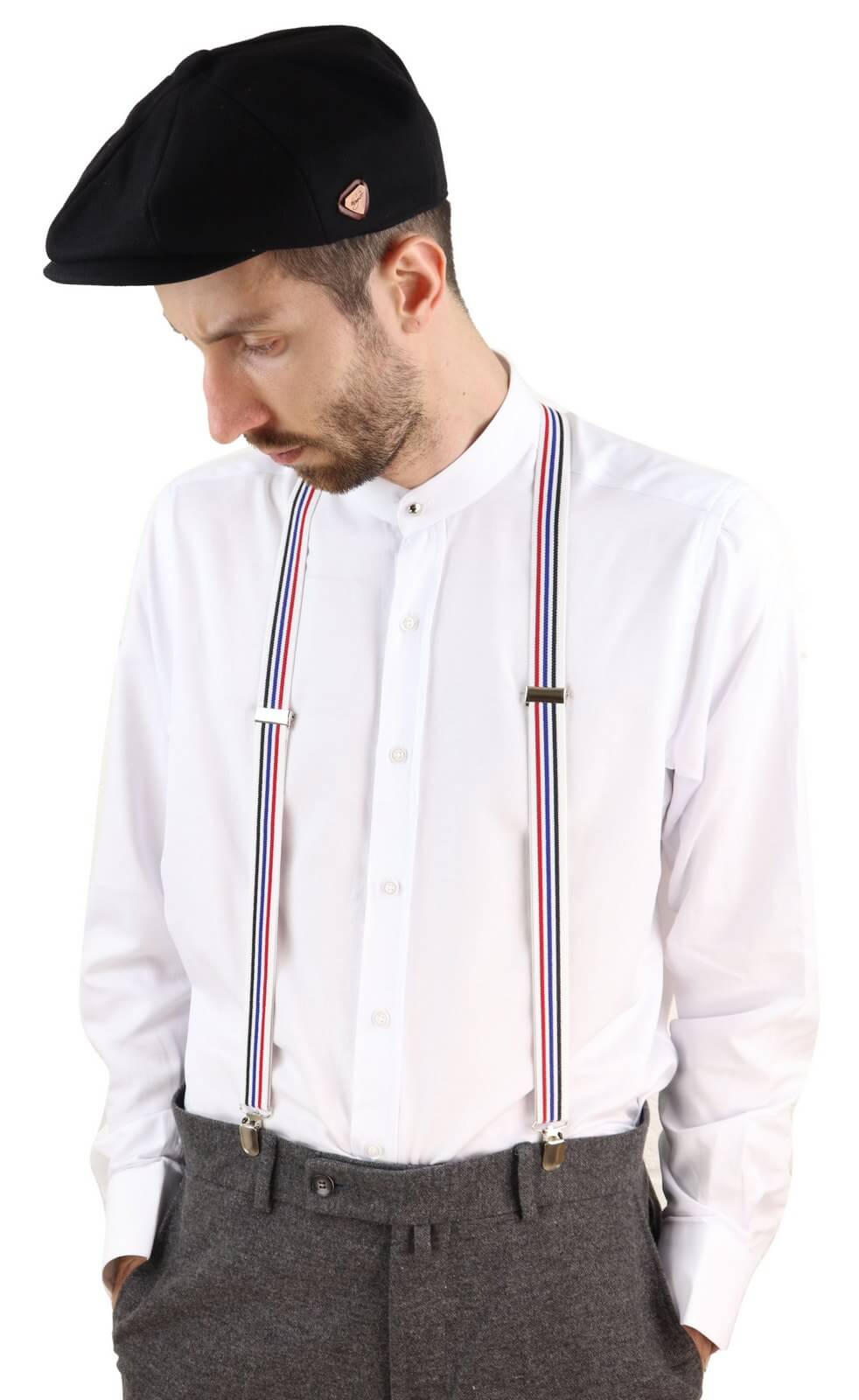 Suspensórios clássicos listrados para calças masculinas