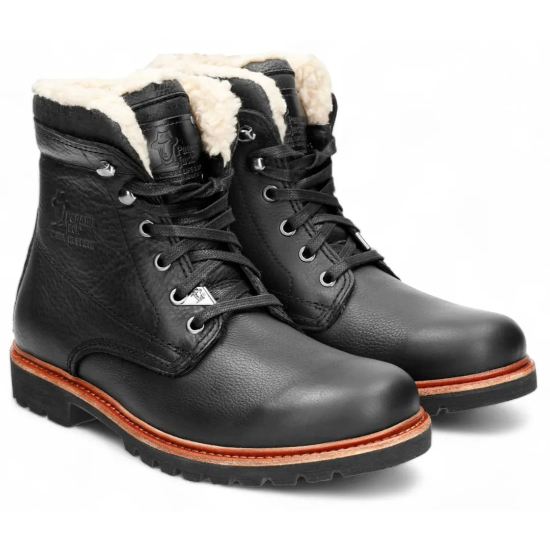 P03 Aviator - Botas de cano curto masculinas em couro preto