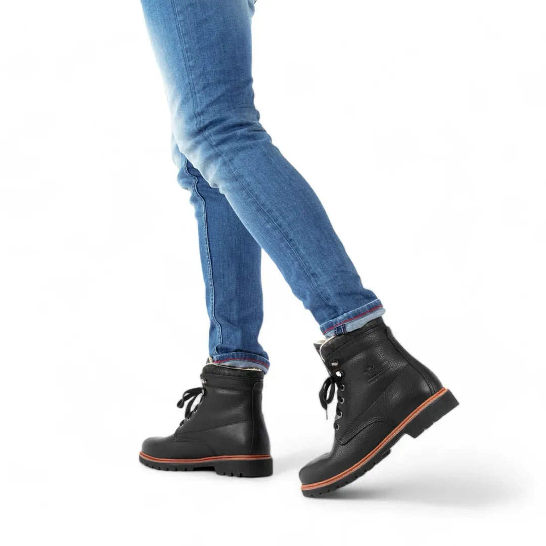 P03 Aviator - Botas de cano curto masculinas em couro preto