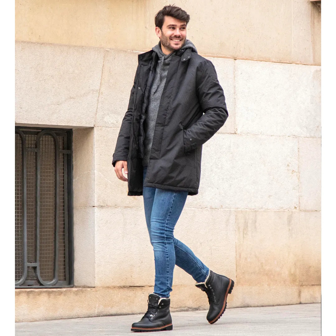 P03 Aviator - Botas de cano curto masculinas em couro preto