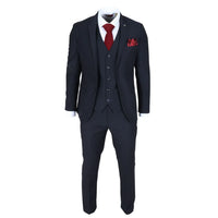 Parker - Terno de casamento masculino azul-marinho de 3 peças com corte sob medida