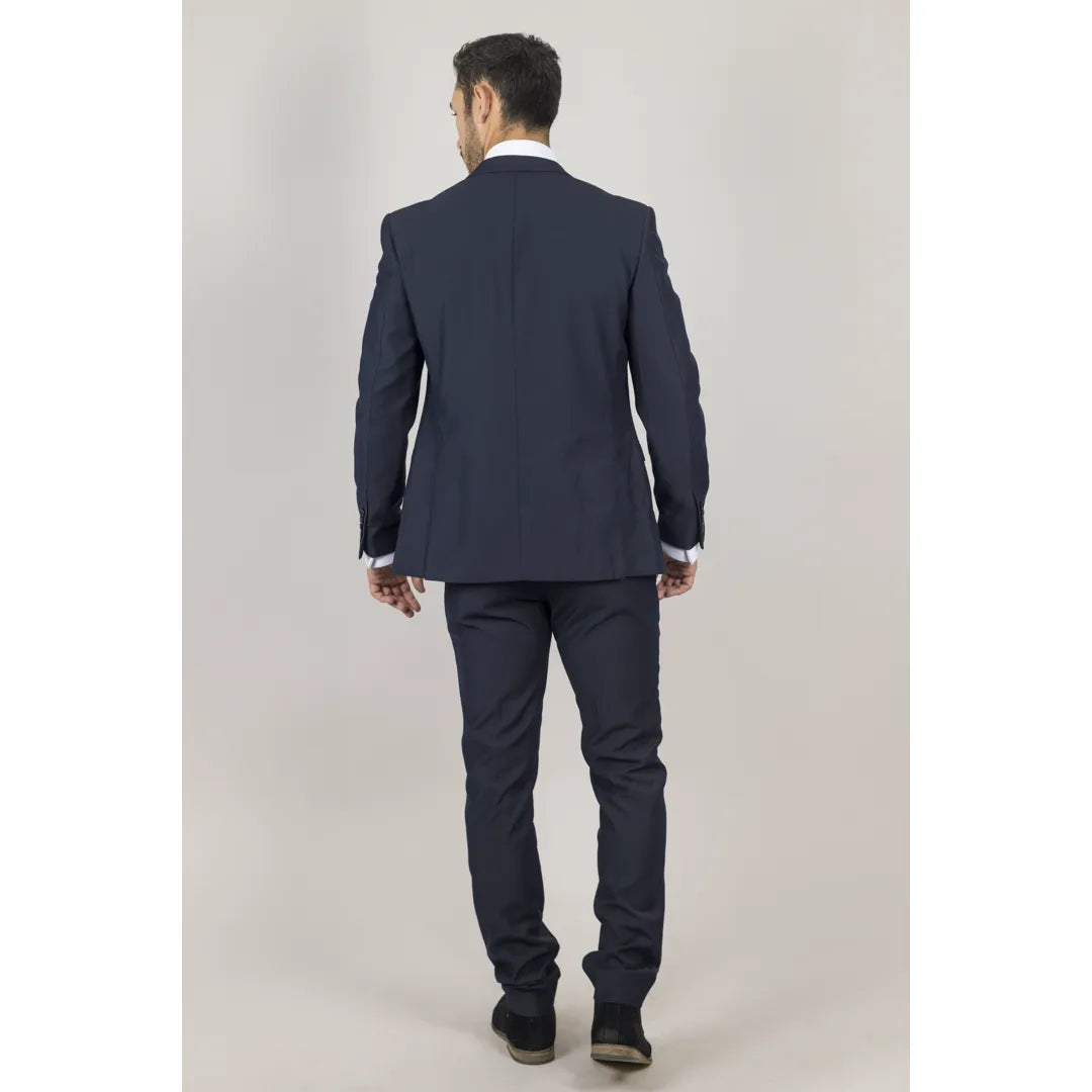 Parker - Terno de casamento masculino azul-marinho de 3 peças com corte sob medida