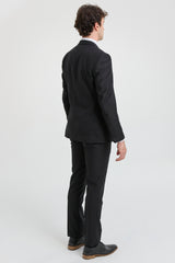 Paul Andrew Parker - Terno masculino preto de 3 peças, corte sob medida, estilo clássico, para porteiro, luto e funeral.