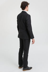 Paul Andrew Parker - Terno masculino preto de 3 peças, corte sob medida, estilo clássico, para porteiro, luto e funeral.