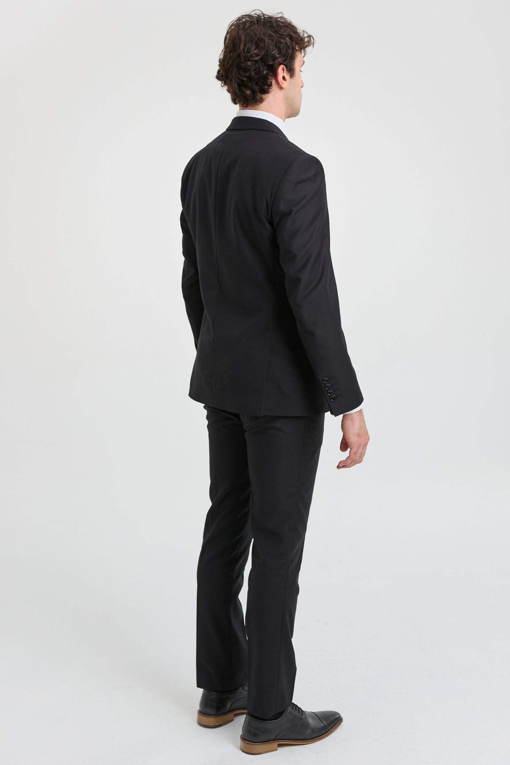 Paul Andrew Parker - Terno masculino preto de 3 peças, corte sob medida, estilo clássico, para porteiro, luto e funeral.