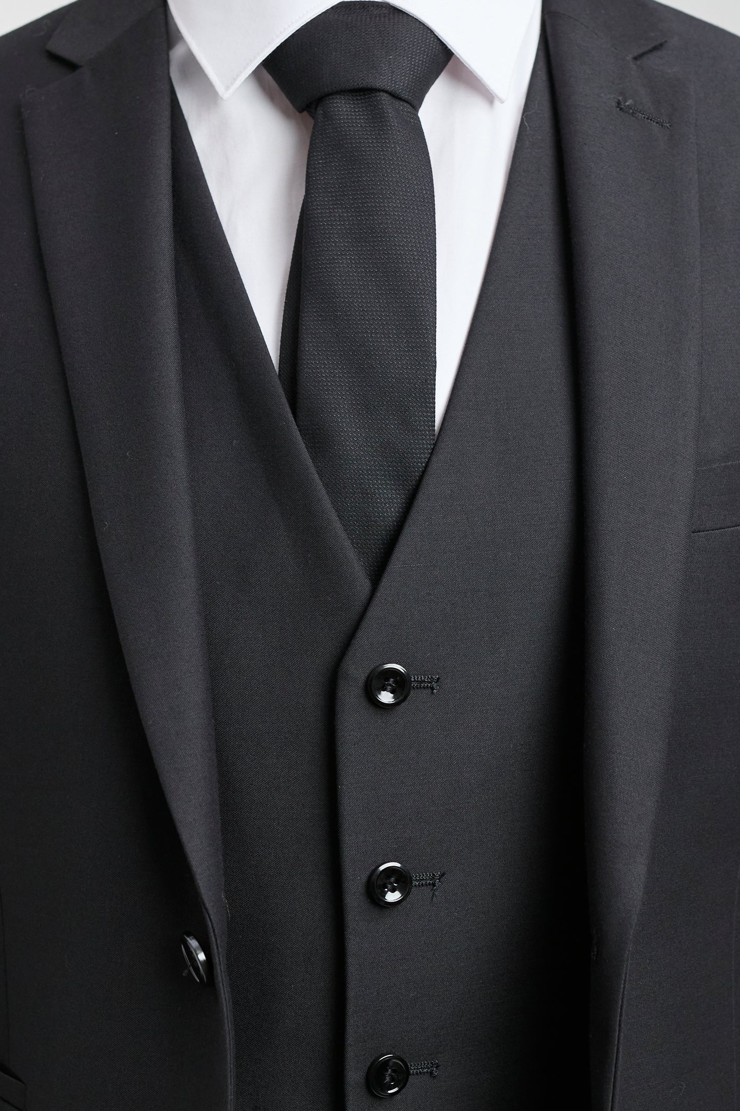 Paul Andrew Parker - Terno masculino preto de 3 peças, corte sob medida, estilo clássico, para porteiro, luto e funeral.