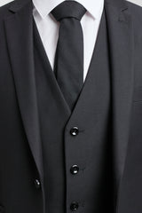Paul Andrew Parker - Terno masculino preto de 3 peças, corte sob medida, estilo clássico, para porteiro, luto e funeral.