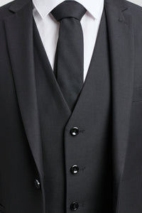 Paul Andrew Parker - Terno masculino preto de 3 peças, corte sob medida, estilo clássico, para porteiro, luto e funeral.