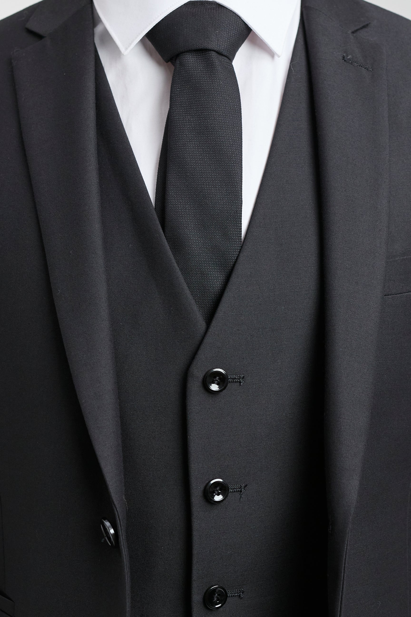 Paul Andrew Parker - Terno masculino preto de 3 peças, corte sob medida, estilo clássico, para porteiro, luto e funeral.