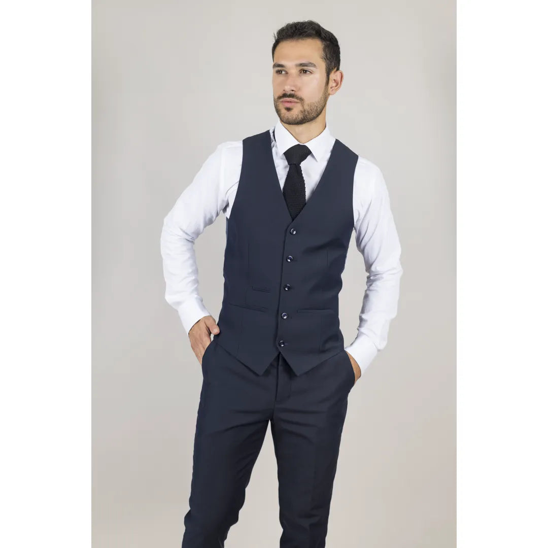 Colete masculino Parker azul-marinho de corte ajustado.