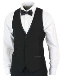 Paul Andrew Regent Preto - Terno de Jantar Clássico de Cetim Preto de 3 Peças para Homem, Corte Sob Medida para Casamento e Formatura