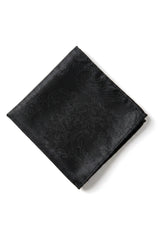 Conjunto de presente com gravata preta Paisley, lenço de bolso e abotoaduras em cetim floral.