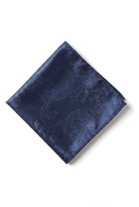 Conjunto de presente com gravata Paisley azul-marinho, lenço de bolso, abotoaduras e gravata floral em cetim.
