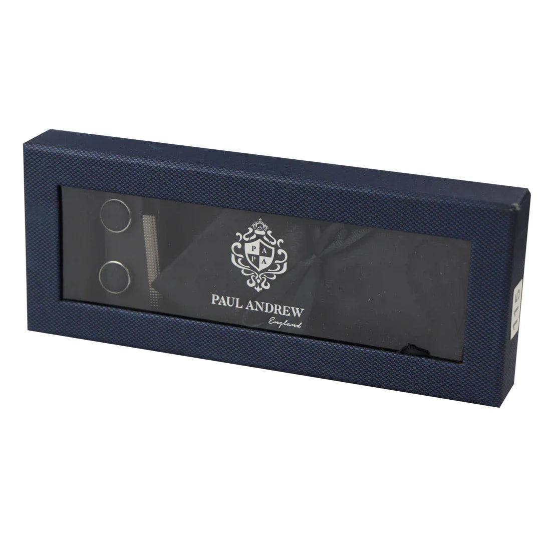 Conjunto de presente com gravata preta Paisley, lenço de bolso e abotoaduras em cetim floral.