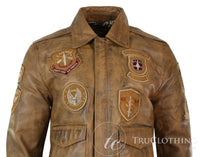 Jaqueta Bomber Aviador Masculina Vintage Bege com Gola de Pele Preta Removível - Marrom