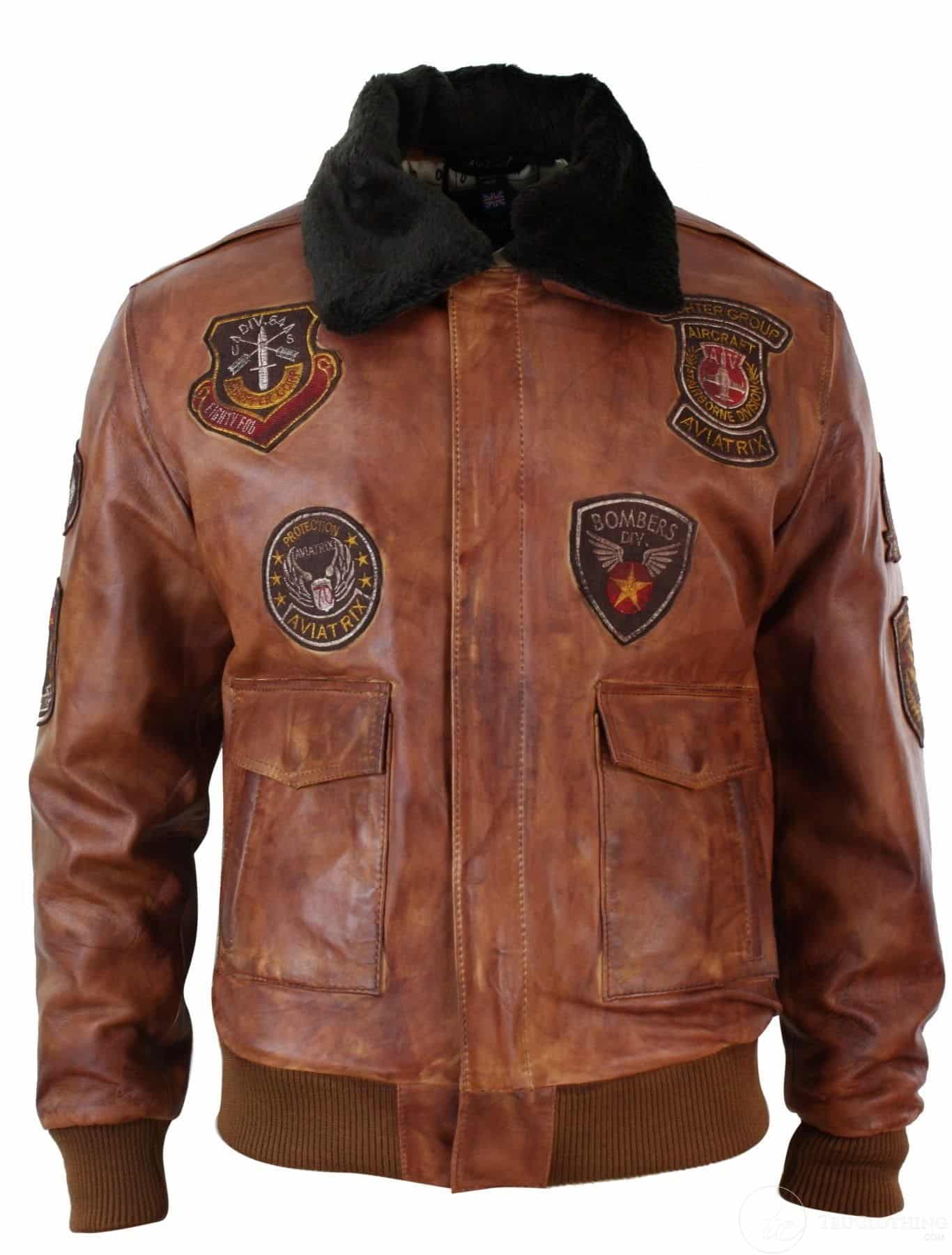 Jaqueta Bomber Aviador Masculina Vintage Tan com Gola de Pele Preta Removível - Nevada Timber