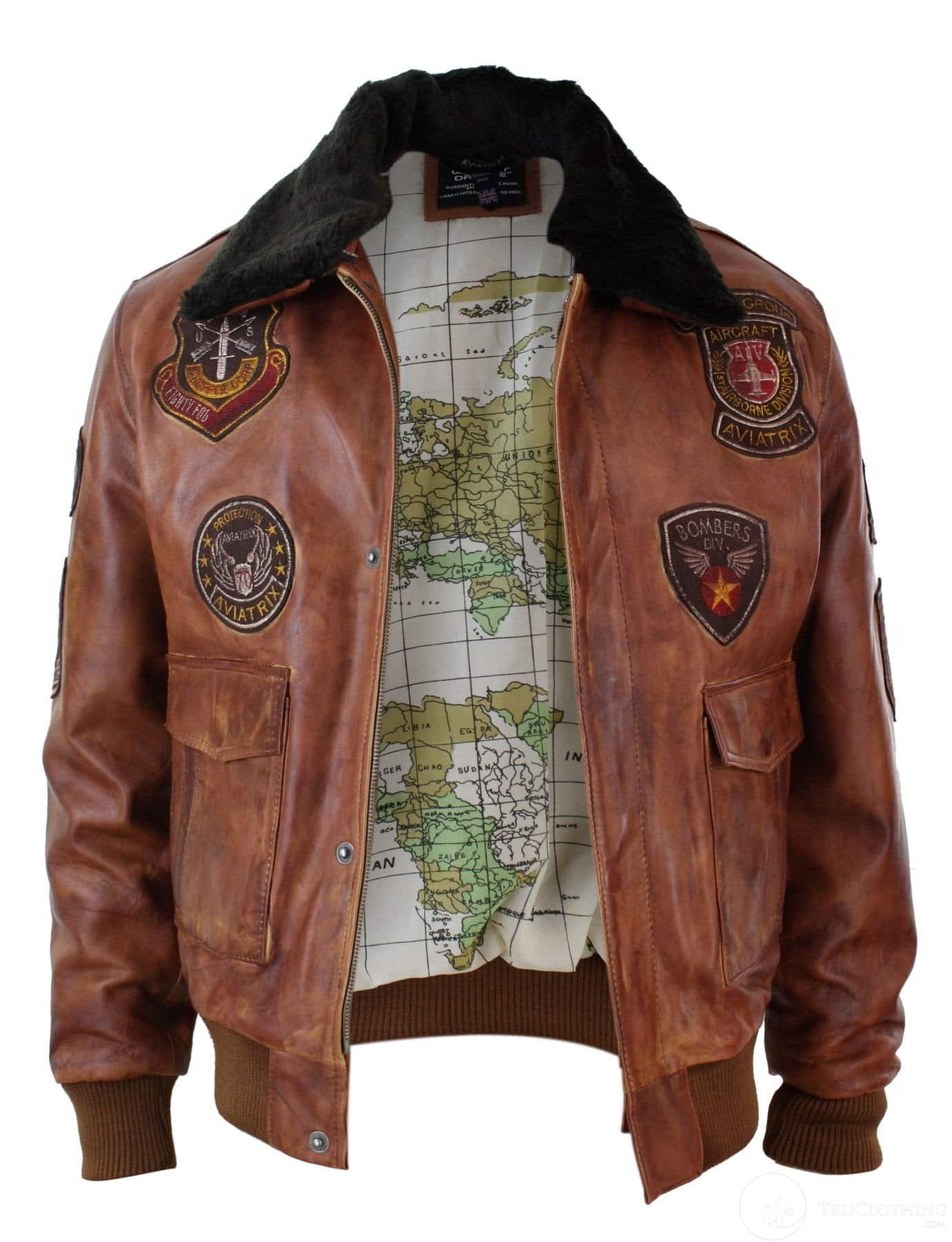 Jaqueta Bomber Aviador Masculina Vintage Tan com Gola de Pele Preta Removível - Nevada Timber