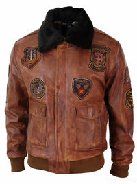 Jaqueta Bomber Aviador Masculina Vintage Tan com Gola de Pele Preta Removível - Nevada Timber