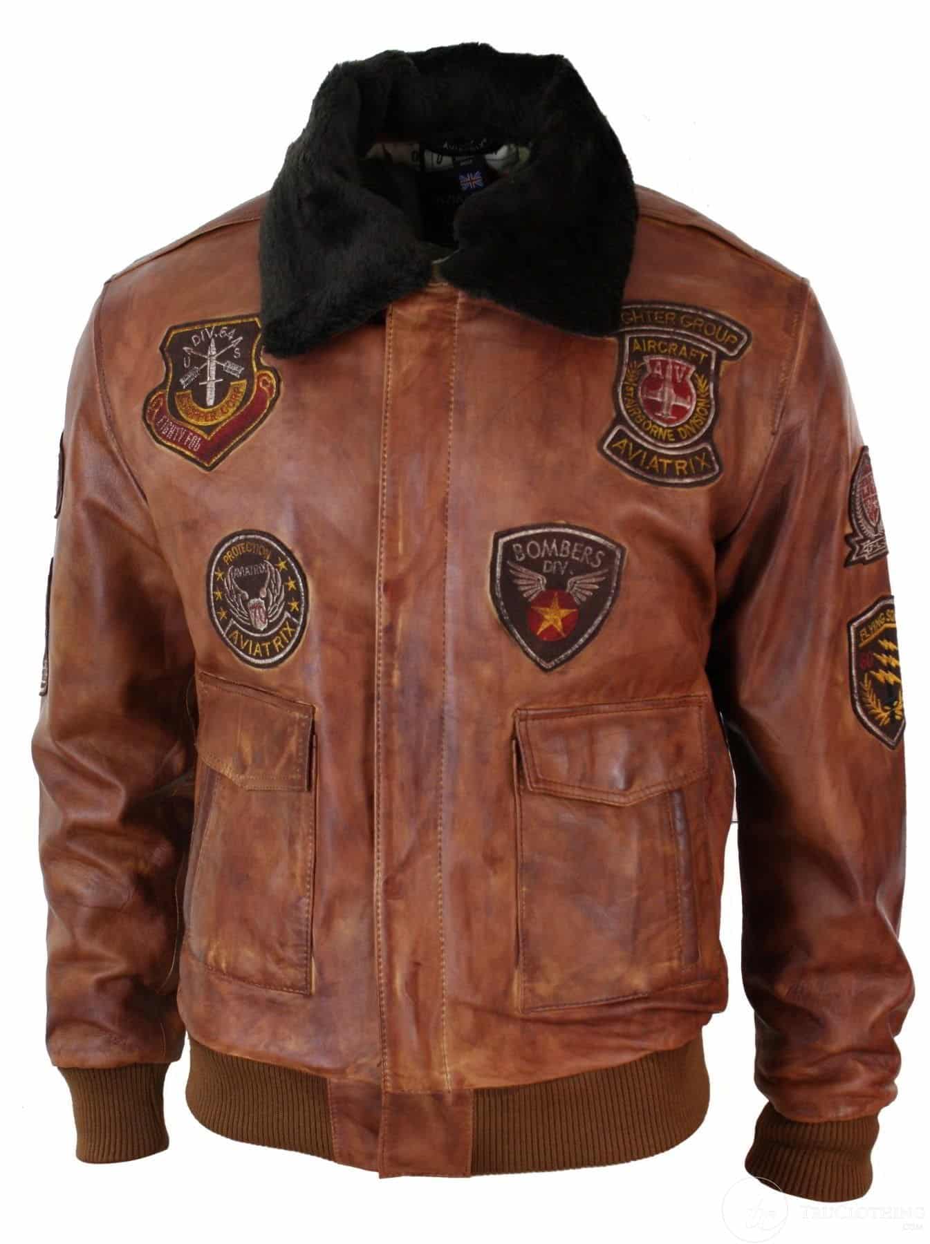 Jaqueta Bomber Aviador Masculina Vintage Tan com Gola de Pele Preta Removível - Nevada Timber
