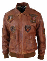 Jaqueta Bomber Aviador Masculina Vintage Tan com Gola de Pele Preta Removível - Nevada Timber