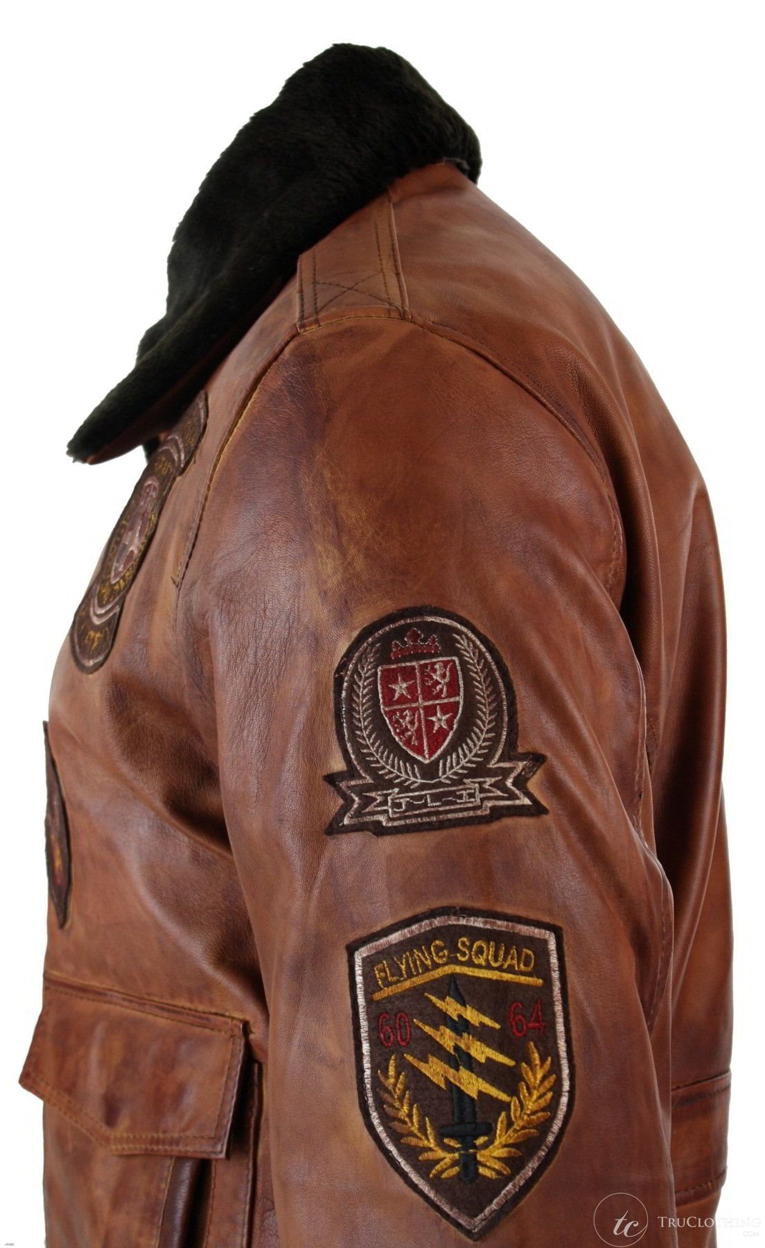 Jaqueta Bomber Aviador Masculina Vintage Tan com Gola de Pele Preta Removível - Nevada Timber