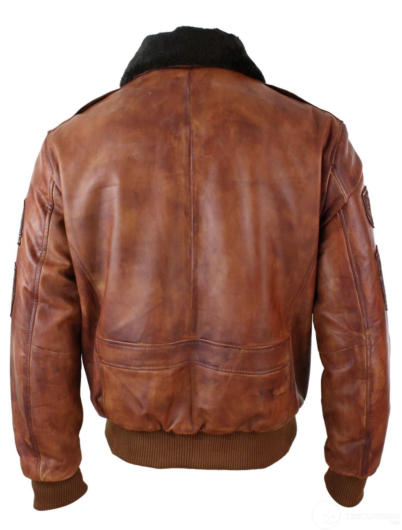 Jaqueta Bomber Aviador Masculina Vintage Tan com Gola de Pele Preta Removível - Nevada Timber