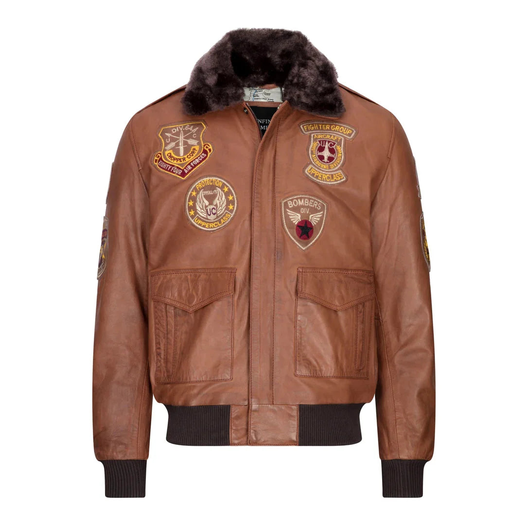 Jaqueta Bomber Aviador Masculina Timber com Gola de Pele Preta Removível