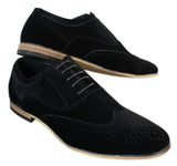 Patron 238 Sapatos Brogue Masculinos de Couro Camurça, Estilo Casual Elegante, nas cores Vermelho, Marrom, Azul Marinho e Preto, com Cadarço, Estilo Retrô
