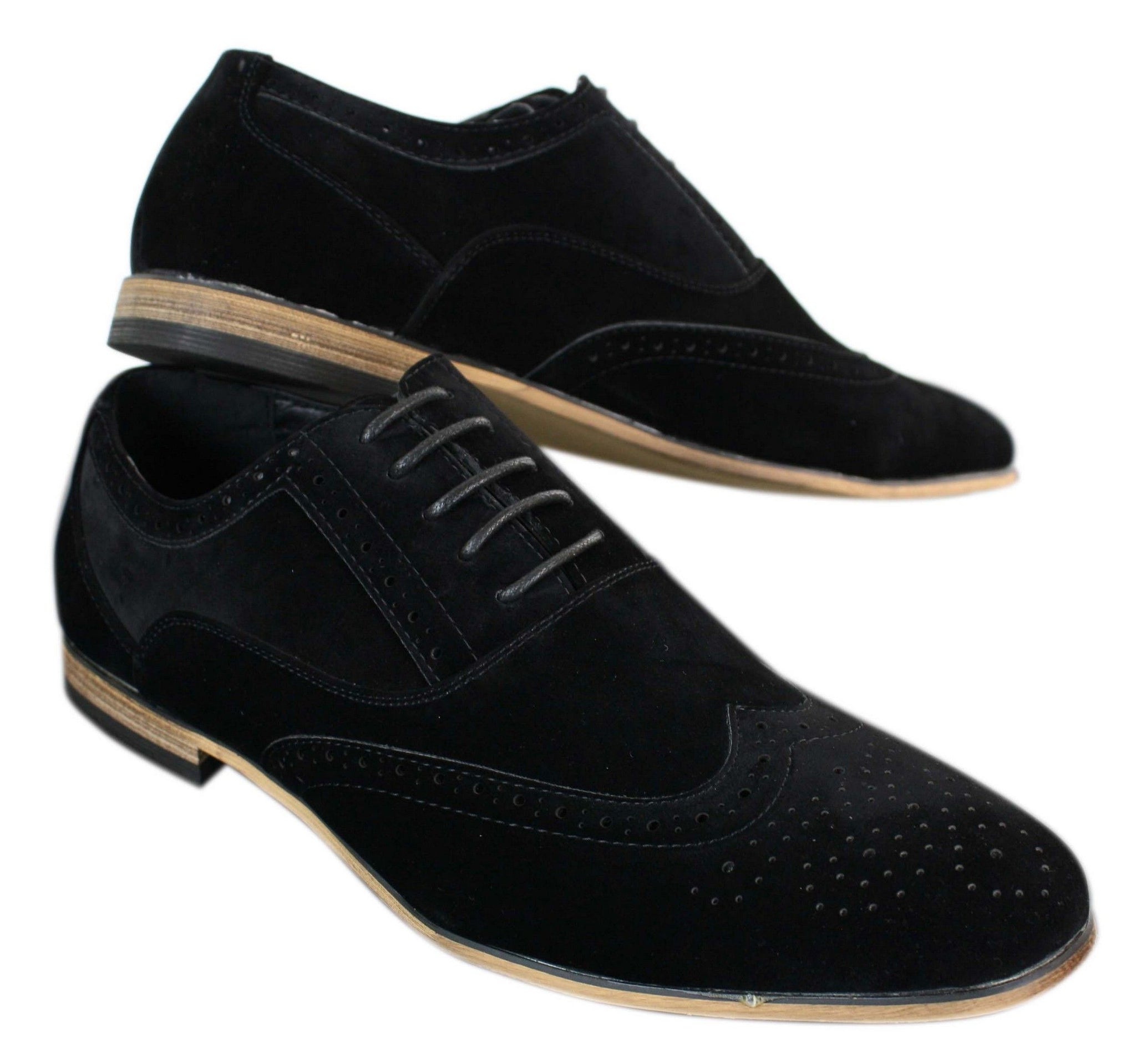 Patron 238 Sapatos Brogue Masculinos de Couro Camurça, Estilo Casual Elegante, nas cores Vermelho, Marrom, Azul Marinho e Preto, com Cadarço, Estilo Retrô