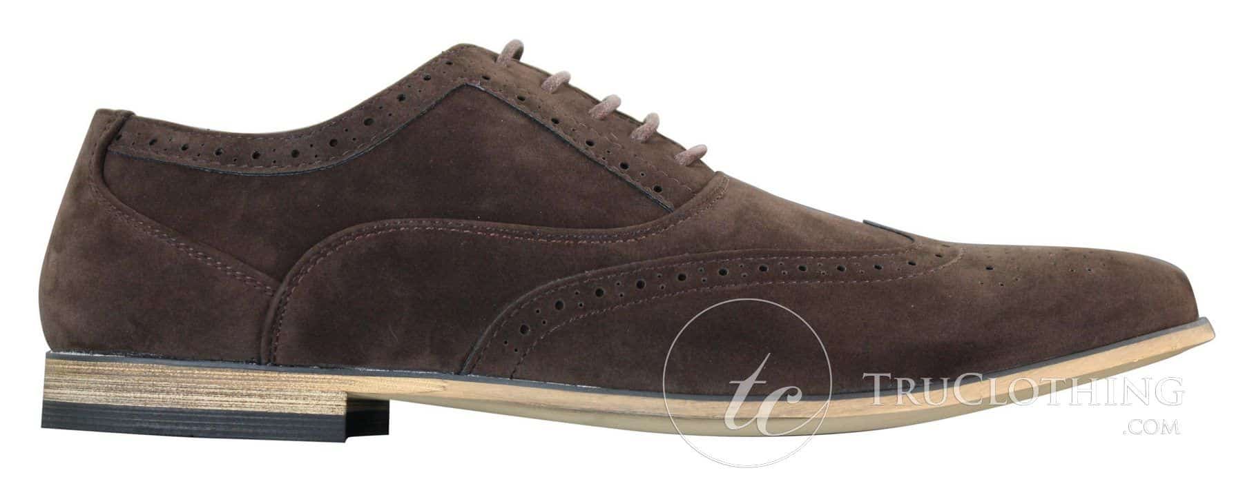 Patron 238 Sapatos Brogue Masculinos de Couro Camurça, Estilo Casual Elegante, nas cores Vermelho, Marrom, Azul Marinho e Preto, com Cadarço, Estilo Retrô