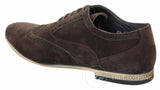 Patron 238 Sapatos Brogue Masculinos de Couro Camurça, Estilo Casual Elegante, nas cores Vermelho, Marrom, Azul Marinho e Preto, com Cadarço, Estilo Retrô