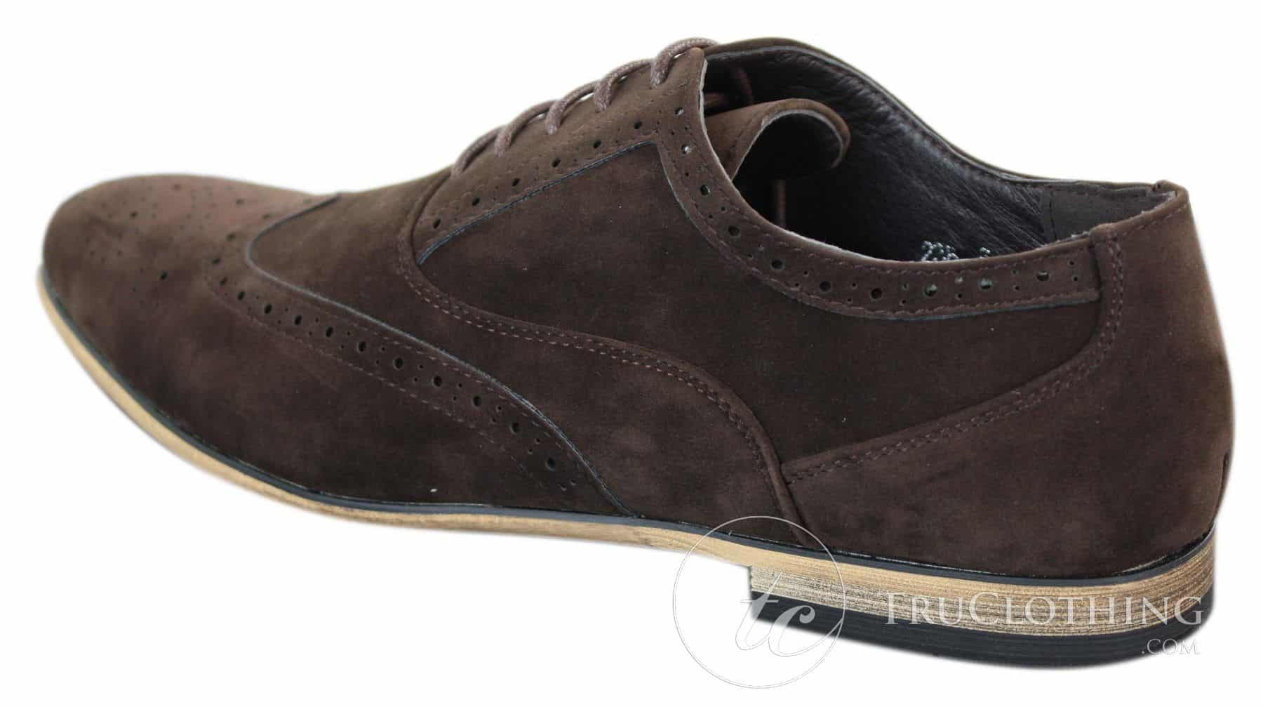 Patron 238 Sapatos Brogue Masculinos de Couro Camurça, Estilo Casual Elegante, nas cores Vermelho, Marrom, Azul Marinho e Preto, com Cadarço, Estilo Retrô