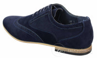 Patron 238 Sapatos Brogue Masculinos de Couro Camurça, Estilo Casual Elegante, nas cores Vermelho, Marrom, Azul Marinho e Preto, com Cadarço, Estilo Retrô