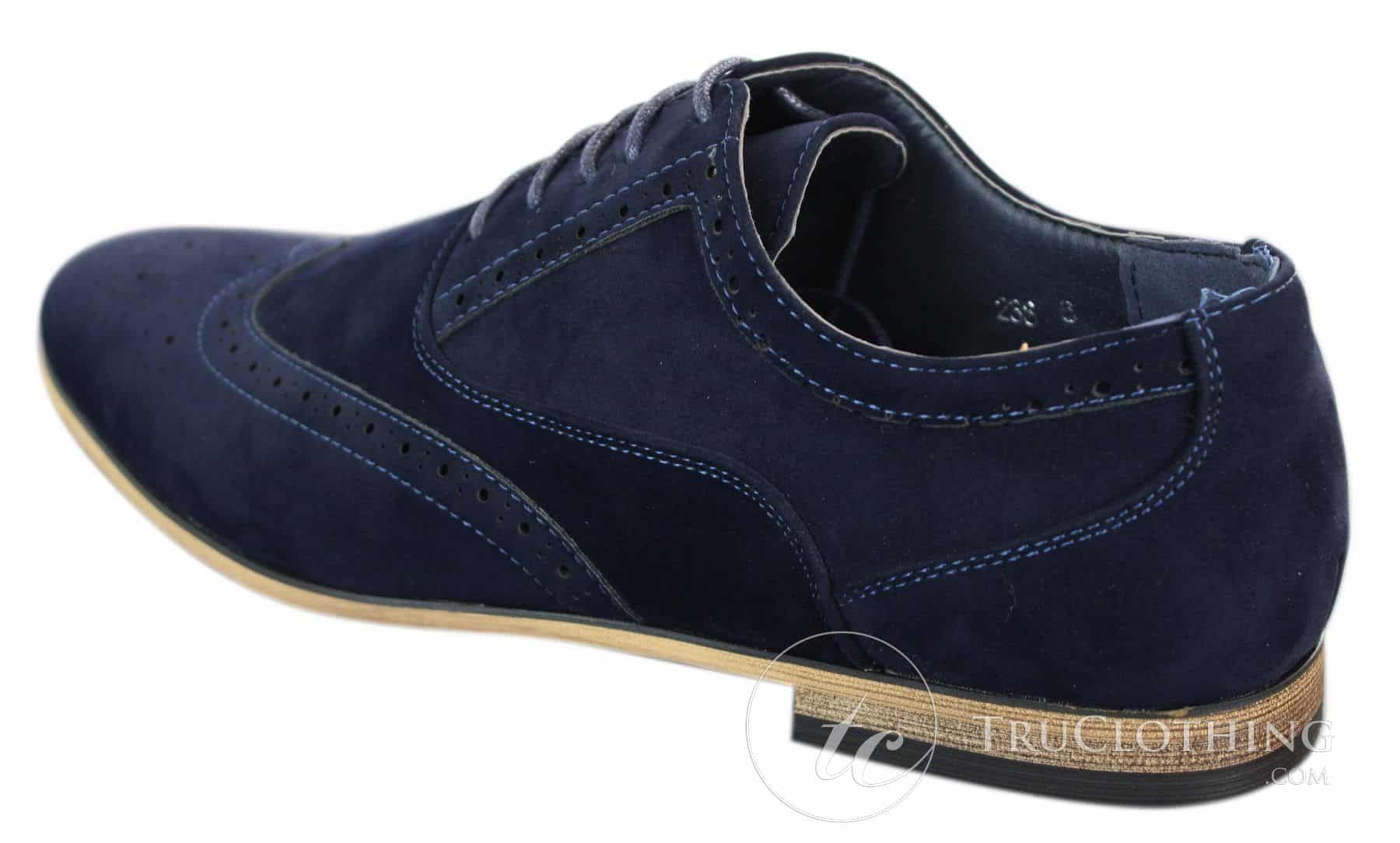 Patron 238 Sapatos Brogue Masculinos de Couro Camurça, Estilo Casual Elegante, nas cores Vermelho, Marrom, Azul Marinho e Preto, com Cadarço, Estilo Retrô