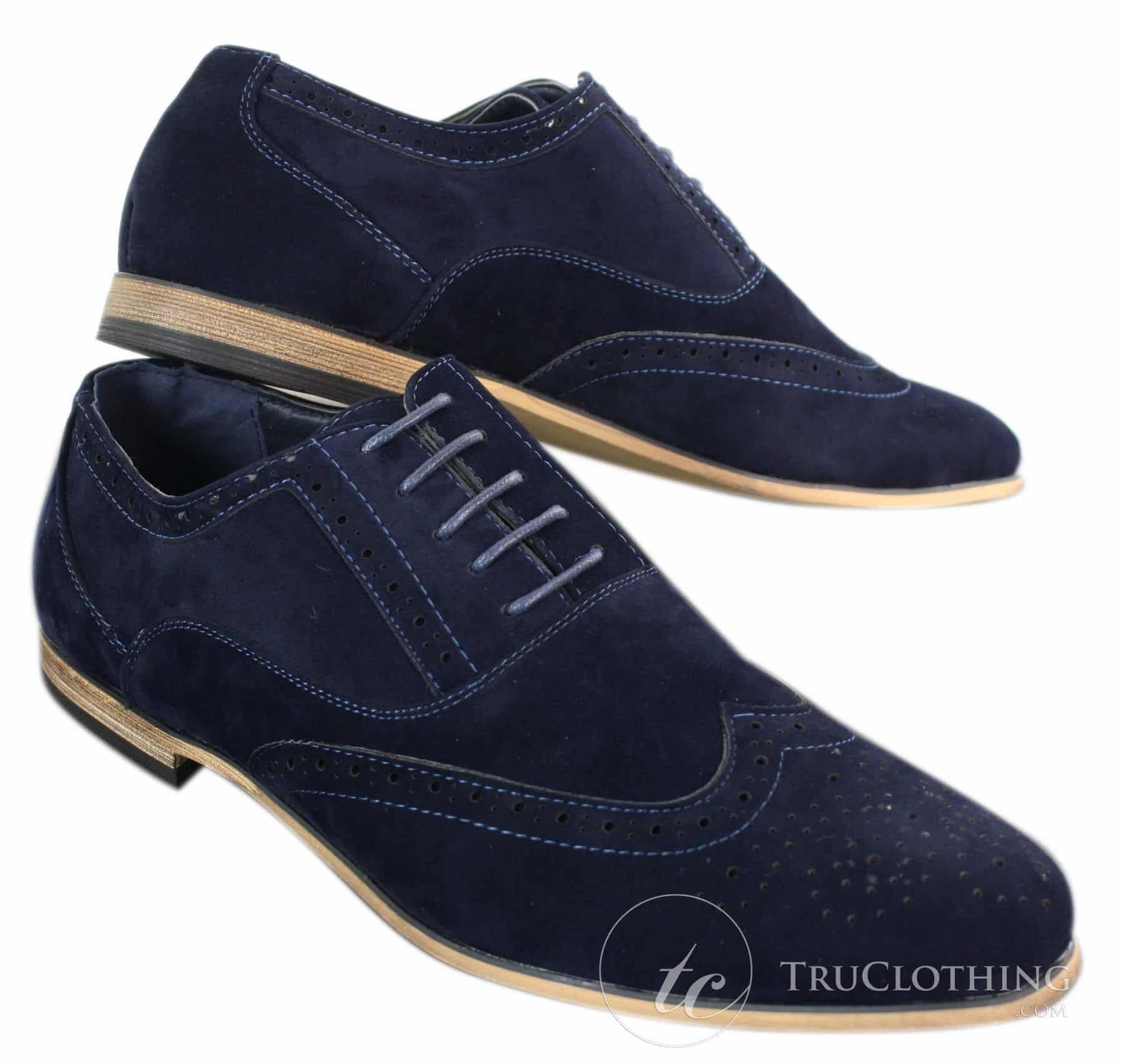 Patron 238 Sapatos Brogue Masculinos de Couro Camurça, Estilo Casual Elegante, nas cores Vermelho, Marrom, Azul Marinho e Preto, com Cadarço, Estilo Retrô