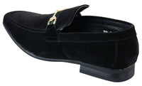 Patron 239 Sapatos Masculinos de Camurça com Fivela, Mocassins Slip On, Elegantes e Casuais, em PU nas cores Azul Marinho, Marrom e Preto.